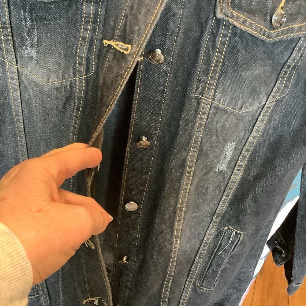 Cherry 🍒 Koko Longline Distressed Denim Jacket - Picture 4 of 9